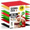 OFITURIA Confezione da 20 fogli di gomma EVA colori natalizi, formato 20x15 cm, 10 colori assortiti, per uso scolastico o professionale, gomma EVA (Assortimento Natale)