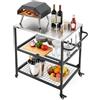 VEVOR Carrello per Griglia da Esterno in Acciaio Inossidabile da 800 x 610 mm, con 4 Ruote e Maniglia Laterale, Due Ripiani in Rete, Tavoli per la Preparazione del Barbecue per Patio e Giardino