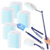 ACOMTUO 52 Pezzi Piumini Swiffer Cattura Polvere, Piumino Cattura Polvere con 1 Manico 1 Manici Telescopici, Fibra Superfine Spolverino per Catturapolvere Pulisci Polvere e Capelli