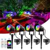 NATPOW Faretti da Esterno Giardino RGB, 4 Pezzi Lampioni da Giardino RGB con Telecomando e Bluetooth, Impermeabile IP65 Faretti Esterno Smart per Terrazza, Albero, Sentieri