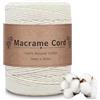 DOBIGER Filato per Macramè 3mm x 300m - Corda di Cotone Naturale Beige (4 Fili Intrecciati), Morbida e Resistente per Arazzi Boho, Appendiabiti, Decorazioni Parete e Fai da Te