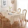 BMIDRUT Tovaglie ricamate in cotone, tovaglioli in pizzo, vintage, rettangolari, ricamate, tovaglia, decorazione da tavolo, matrimonio, casa, festa, decorazione da tavolo, 140 x 250 cm, Beige