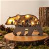 Drawelry Lampada decorativa 3D con animali intagliati in legno per la casa, simpatica famiglia di orsi ed elefanti, idee regalo per Natale, soggiorno, ufficio, luci notturne a LED calde, regalo per amici