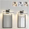 Sytmhoe 2 Pezzi Luce Per Specchio Bagno Led Con Staffa Telescopica 3000K 4500K 6000K 12W, Lampade a Parete Sopra Bagno Con Interruttore, Luce Per Quadri Nera, Applique Da Comodino Muro Camera Da Letto