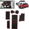 BSTW Compatibile con Peugeot 208 E-208 2020-2024 2025 (Automatico) Tappetini Antiscivolo per Peugeot 208 Tappetini in Gomma per Console Centrale, Porta Bicchieri, Scanalatura Porta (Rosso)