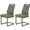 Hela Tische, Kerstin - Set di 2 sedie cantilever extra ampie, in microfibra color grigio fango, struttura tubolare a sezione quadrata di colore nero, comoda seduta a molle, portata: 140 kg