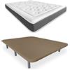 DUÉRMETE ONLINE Base imbottita 3D rinforzata anti rumore con 5 barre di rinforzo + materasso viscoelastico Bio Nature + 6 gambe metalliche filettate da 27 cm | 90 x 190 cm, beige