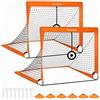 SONGMICS Porta da Calcio per Bambini, Set di 2, Obiettivo di Calcio Portatile e Pieghevole, per Giardino, Parco, Spiaggia, Struttura in Fibra di Vetro Elastico, Nero SZQ422B01