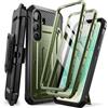 SUPCASE Cover per Samsung Galaxy S25 con Supporto, [2 Cornici Frontali] [Protezione Schermo Integrata e Clip da Cintura] Custodia Protettiva di Grado Militare per S25 6.1'' (Verde)