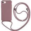 Ququcheng Cover Compatible con iPhone 7/iPhone 8(4.7),Cellulare Girocollo Custodia con Cordino TPU corda Silicone Case Bumper per iPhone 7/iPhone 8(4.7) Custodia-Rosa Oro