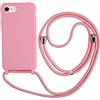 Ququcheng Cover Compatible con iPhone 7/iPhone 8(4.7),Cellulare Girocollo Custodia con Cordino TPU corda Silicone Case Bumper per iPhone 7/iPhone 8(4.7) Custodia-Pink