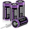 Mspalocell Batteria 1,5V C USB-C Batteria Ricaricabile Lr14 1,5V 6000mWh Batteria Litio Tipo C a Ricarica Rapida con Cavo Ricarica, Autoscarica Bassa, 1500+ Cicli, con Luce Ricarica, 4 Pile C