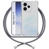 ANFAIRLACE Cover Cordino Compatibile con Oppo Reno 15 5G, Custodia Cuscino d'Aria Trasparente Silicone Morbido Regolabile Antiurto Laccio Chiaro Case, Grigio