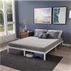 Dreamzie Strutura Letto 140x190 con Rete Metallica Bianca - Altezza 35 cm - Letto Matrimoniale Contenitore 140x190 con Piedi