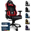 KLIM eSports - Sedia gaming rossa di Alta Qualità + Supporto Lombare e Cervicale + Reclinabile + Poltrona Gaming Ergonomica e Regolabile + Pelle Sintetica e Materiali Premium [NUOVA VERSIONE]