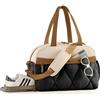 Lekespring Borsa da viaggio da donna, leggera, con scomparto per scarpe, borsa da palestra, borsa da ospedale, borsa da viaggio per aeroplano, fitness, sauna, Beige con marrone, L：50*22*35
