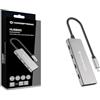 CONCEPTRONIC HUBBIES16G 4 porte USB 3.2 Gen 2 Hub, 10 Gbps, USB-C x 4, 100 W USB PD, alloggiamento in alluminio