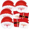 HNH Set di Piatti e Tovaglioli di carta per Natale | Babbo Natale, Rosso | Piatti di carta 23cm, 33cm Tovaglioli di carta per feste Set di stoviglie usa e getta 20 persone