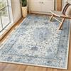 INOVADAY Tappeto 90x150 cm Lavabile in Lavatrice Vintage Antiscivolo Blu/Grigio