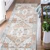 TOPICK Tappeto colorato, 90 x 150 cm, antiscivolo, lavabile, grande, per soggiorno, corridoio, stampa floreale orientale, per camera da letto, cucina, bagno, sala da pranzo, arancione/blu