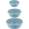 BORNSHINE Set di 3 Bacinelle Rotonde in Plastica senza BPA - Bacinella Bucato 5L, 7,5L e 10,5L - Bacinella Grande e Catino per Bucato - Contenitore Multiuso per Lavaggio, Pulizia e Giardino (blu ghiaccio)