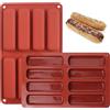 YXHZVON 2 Pezzi Stampo Rettangolari in Silicone, 8 Cavità Stampi in Silicone Barrette Cereali, Facile Sformatura, per Biscotti, Pane, Torta, Barrette ai Cereali（Rosso Mattone）