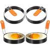 QUARKZMAN 4Pcs Anelli Per Uova 4 Acciaio Inossidabile Anello Per Pancake | Per Piastra Uova Sandwich Omelette Colazione, Antiaderente, In Silicone, Con Manico