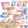 Dreamon Giochi Spiaggia Bambini, 18 Pezzi Giochi Mare con Secchiello Spiaggia Bambini Pieghevole Paletta Borsa Rete Giochi Spiaggia