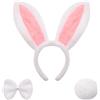 CHONGQILAO Cerchietto Orecchie Coniglio Peluche, Fascia Capelli Orecchie da Coniglio Peluche, Coda Coniglietta Papillon Pasqua, Accessori per Costume da Coniglietto per Pasqua, Carnevale, Compleanno, Cosplay