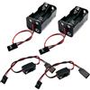FLY RC 2Set On/Off Interruttore di Alimentazione Ricevitore Batteria & 4 celle AA Battery Container Case Holder Pack Box con JR Plug Compatibile con HSP Redcat Axial Traxxas 1/8 1/10 1/16 RC Power Car