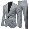 Allthemen Abito da Uomo Plaid 2 Pezzi Completo Giacca Blazer Pantaloni Slim Fit da Lavoro Abiti Eleganti Cerimonia Smoking 56# Grigio XXL