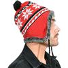 Basic Sense Cappelli invernali peruviani con nappe fiocco di neve foderati in pile caldo per uomo donna unisex, 114 - Rosso, Etichettalia unica