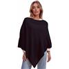 Gloop Poncho da donna, maglione lungo, lavorato a maglia, cappotto, per l'estate e l'inverno con lana e karschmir Made in Italy, Nero , Taglia unica