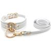 lalatia Girocollo Donna O Ring Choker Collana in Ecopelle (Bianco Oro, Guinzaglio)
