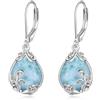 POPLYKE Orecchini a goccia a forma di luna celtica in pietra lunare filigrana in argento sterling con chiusura a leva Orecchini gioielli, 0.39*1.19 inches, Argento sterling, Larimar