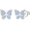 Jrêveinfini Orecchini Donna e Bambina Argento 925, Farfalla Blu con Zirconia Cubica, Anallergici Nichel Free, Design Moderno per Compleanni