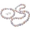 Treasure Bay Collana, bracciale e orecchini di perle d'acqua dolce classiche di grado AA per donna, 8 mm, (multicolore)