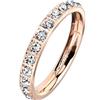 Paula & Fritz® Anello da donna con zirconi e titanio, misura 47 (15,0) - 62 (19,7) oro rosa e argento, Titanio, Zirconia cubica