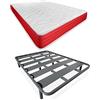 DUÉRMETE ONLINE Letto completo con materasso Lite reversibile (faccia inverno/estate) + rete rinforzata 40 x 30 mm con 6 gambe metalliche filettate, acciaio legato, grigio, 135 x 190