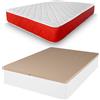amuéblate online - Confezione di materasso viscoelastico Visco Rete reversibile + letto in legno rinforzato grande capacità, colore bianco 150 x 200