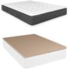 Somnia Descanso - Confezione Materasso viscoelastico Creta + lettino in legno pieghevole, grande capacità, colore bianco, 135 x 190