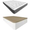 DUÉRMETE ONLINE Bianco Confezione Materasso viscoelastico Bio Nature Spessore 24 cm + Lettino in Legno Pieghevole, Grande capacità, Colore, 90 x 190