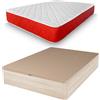 amuéblate online - Confezione materasso viscoelastico viscoelastico in viscosa rete reversibile + letto in legno rinforzato grande capacità, colore cambria 135 x 180