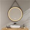 EMKE Specchio da bagno con illuminazione, 80 cm, rotondo, con 3 colori di luce, dimmerabile, anti-appannamento, funzione di memoria, touch, spegnimento automatico, 3 ore, a risparmio energetico