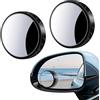 LUVDECO 2 Pezzi Specchietti ausiliari per angolo cieco, Specchio rotondo con ventosa per auto regolabile con rotazione di 360°, Specchio grandangolare per punto cieco in vetro HD per auto universali (Nero)