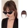 Gkaopi Frangia Clip Capelli Veri Frangetta Finta Extension 100% Natural Frangia Extension Frontale con Tempie Fascia Unica Hair Bang Fringe Hairpiece Posticci per Incontri Feste (Marrone Scuro)