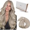 Hetto Extension Capelli Veri Microring Biondo dorato cenere chiaro & Biondo chiaro - Remy Capelli Umani Estensioni, Invisibile Adesive, Look Naturale per Uso Quotidiano 40g 50ciocche 30cm
