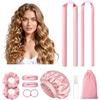 LitBear Arricciacapelli Senza Calore - Bigodini Heatless Curls Overnight, 2 misure, da donna, con cappa per dormire, senza calore, con scrunchies e clip per capelli lunghi e medi (rosa)