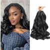 Locescsoc 12 Inch French Curls Braiding Hair 8 Packs Spanish Curly Braids Pre Stretched Loose Wave Soft French Curl Synthetic Braiding Hair Extensions for Women (1B, 12 Inch (Pack of 8))