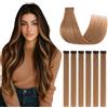SEGOHAIR - Extension con clip in capelli veri, 6 pezzi, clip singolo, extension per capelli con riflessi, capelli lisci, estensione naturale per donne e ragazze, marrone chiaro#06, 35 cm, 36 g
